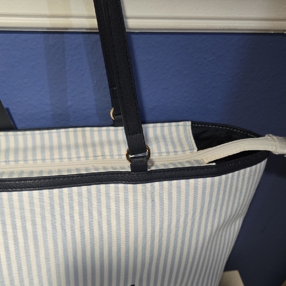 Tommy Hilfiger Striped Canvas Tote Shopper Shoulder Bag Blue /White Purse NWT - Picture 8 of 14